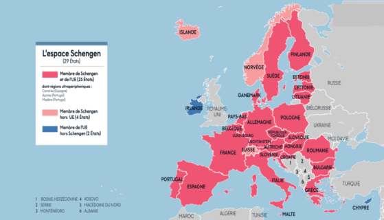 Les pays membres de l&rsquo;espace Schengen