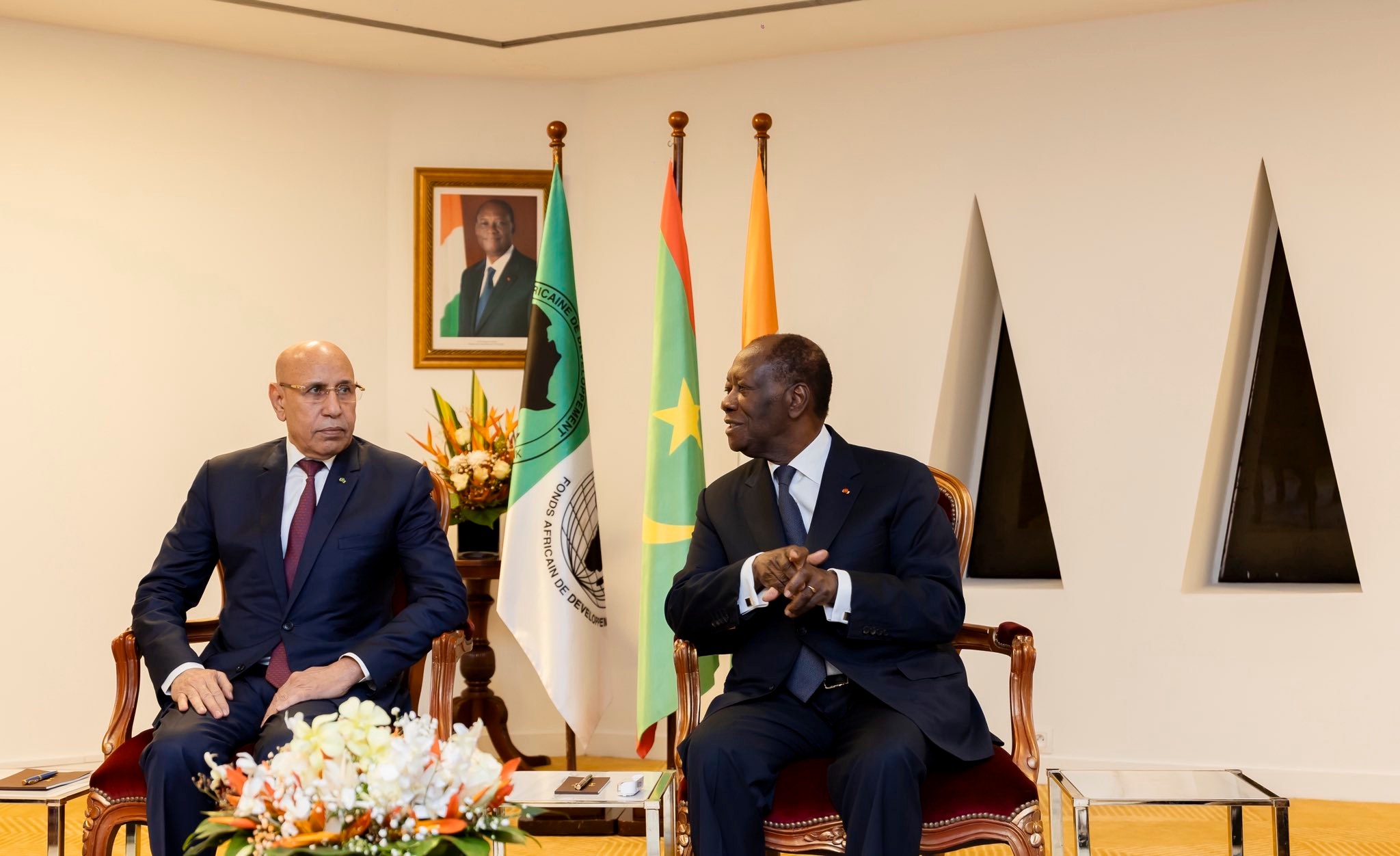 Alassane Ouattara, s&rsquo;est entretenu, avec le Mauritanien, Mohamed Ould Ghazouani, le Président de la BAD [Images]
