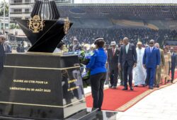 66e anniversaire de l’indépendance, S.E. Brice Clotaire Oligui Nguema a inauguré la Place de la Concorde, baptisée Monument Georges Damas Aleka. (photos)